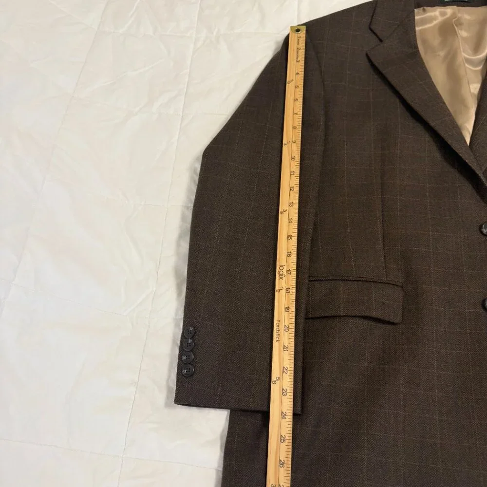 Lauren Ralph Lauren Men 43R Brown Plaid Blazer Sport Coat 100% Lambs Wool Jacket
